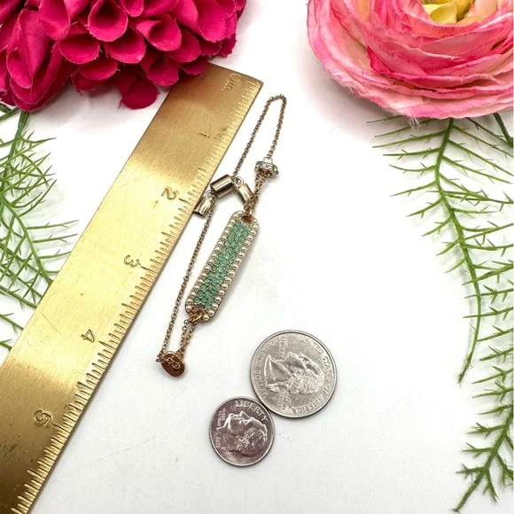 NEW⚜️”Addie” Mint Green Crystal Pavé Dog Tag Bracelet - Picture 6 of 6